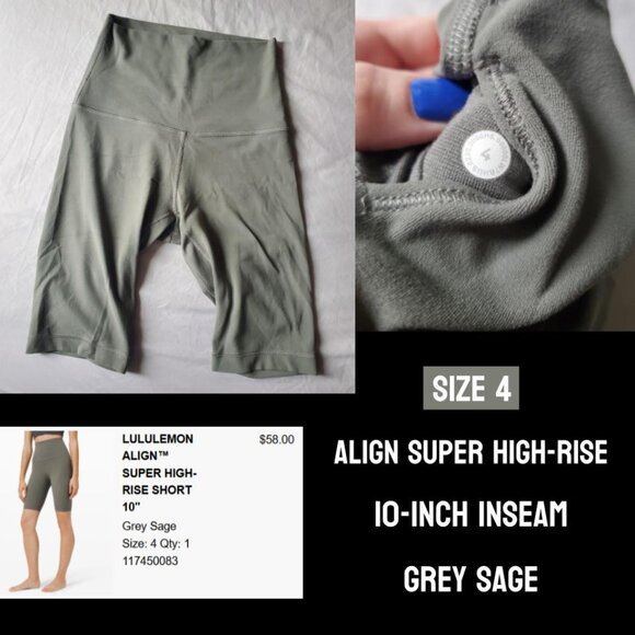 Lululemon size 4 Super High Rise Align Shorts - Grey Sage - Picture 2 of 4